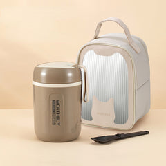 800ml Insulated Cup w/ Spoon & Storage Bag - Outdoor Travel Camping
