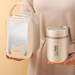800ml Insulated Cup w/ Spoon & Storage Bag - Outdoor Travel Camping