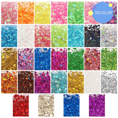 32 Colors Holographic Chunky Glitter Set for Resin Art Crafts Nail Body