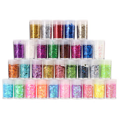 32 Colors Holographic Chunky Glitter Set for Resin Art Crafts Nail Body
