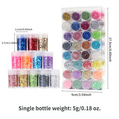 32 Colors Holographic Chunky Glitter Set for Resin Art Crafts Nail Body