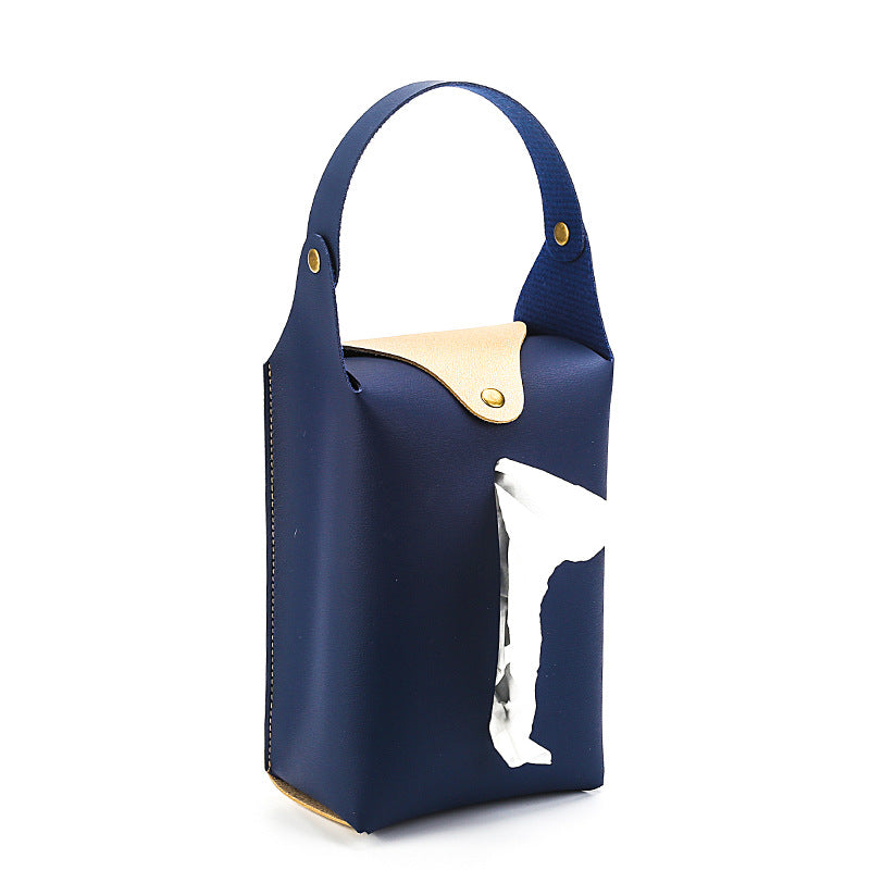 Portable PU Leather Tissue Bag for Car, Home, Office - Hanging Napkin Box