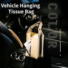 Portable PU Leather Tissue Bag for Car, Home, Office - Hanging Napkin Box