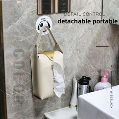 Portable PU Leather Tissue Bag for Car, Home, Office - Hanging Napkin Box