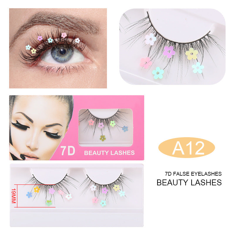 Sequin False Eyelashes Peach Blossom Glitter Synthetic Fibers Lashes