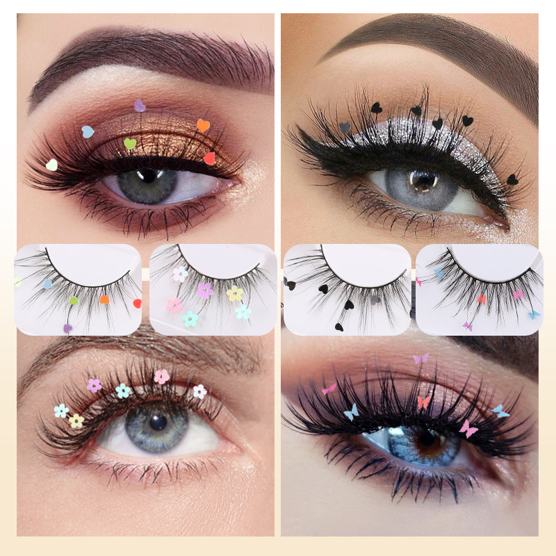 Sequin False Eyelashes Peach Blossom Glitter Synthetic Fibers Lashes