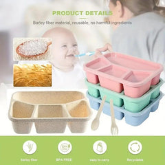 Wheat Straw Lunch Box 4 Compartments Microwave Safe