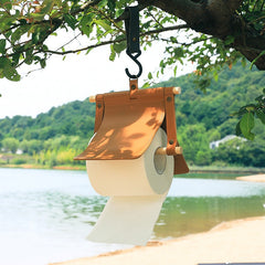 PU Leather Hanging Tissue Box Waterproof Roll Paper Bag for Outdoor Picnic