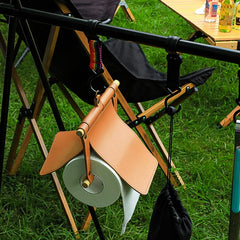PU Leather Hanging Tissue Box Waterproof Roll Paper Bag for Outdoor Picnic
