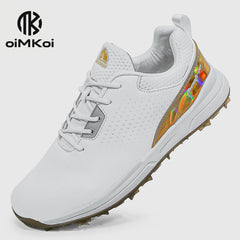 OiMKoi Men's Solid Golf Shoes Non slip Lace Up Sports Sneakers