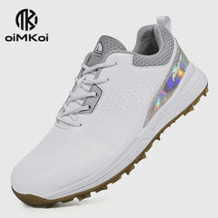 OiMKoi Men's Solid Golf Shoes Non slip Lace Up Sports Sneakers