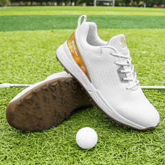 OiMKoi Men's Solid Golf Shoes Non slip Lace Up Sports Sneakers