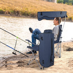 Portable Beach Chair with Shade - Outdoor Picnic and Fishing Gear
