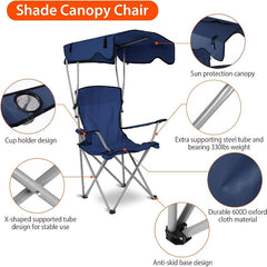 Portable Beach Chair with Shade - Outdoor Picnic and Fishing Gear