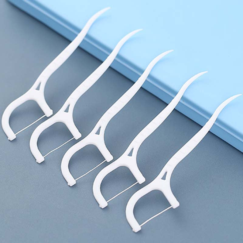 100pcs Dental Floss Sticks Thin Flat Line Tooth Cleaner