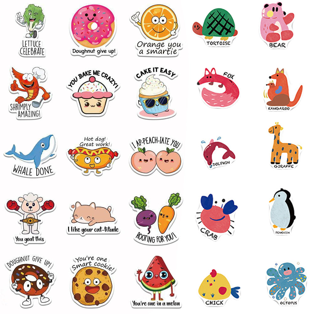 100pcs Animal Punny Teacher Stickers - Funny Incentives & Classroom Supplies