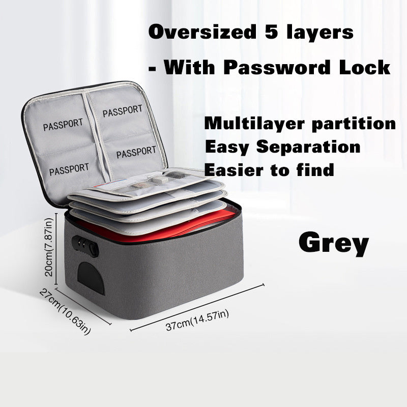 File Bag Lock 5-Layer File Storage Box Waterproof Zipper Security