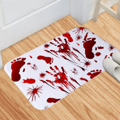 2pcs Halloween Blood Footprint Floor Mat Toilet Carpet Gothic Decor