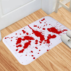 2pcs Halloween Blood Footprint Floor Mat Toilet Carpet Gothic Decor