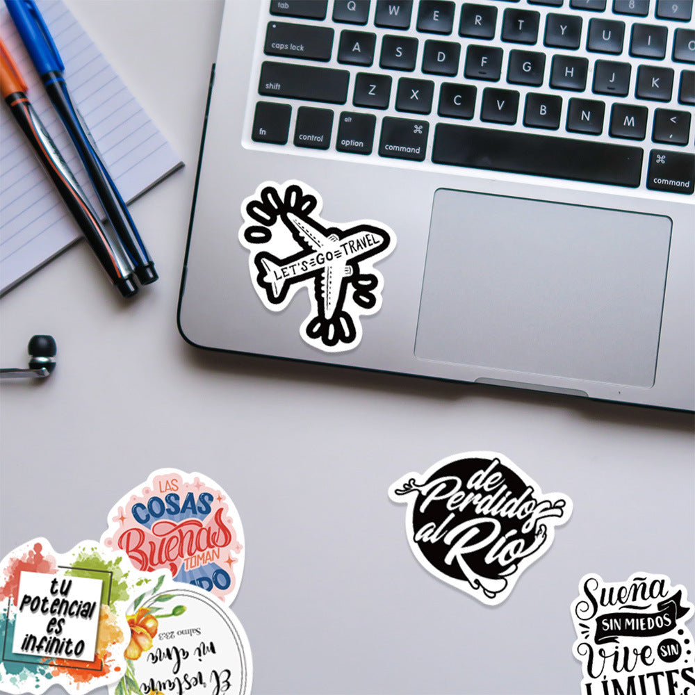 50pcs Spanish Motivational Waterproof Stickers for Adults Water Bottle Laptop
