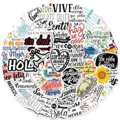 50pcs Spanish Motivational Waterproof Stickers for Adults Water Bottle Laptop