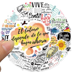 50pcs Spanish Motivational Waterproof Stickers for Adults Water Bottle Laptop