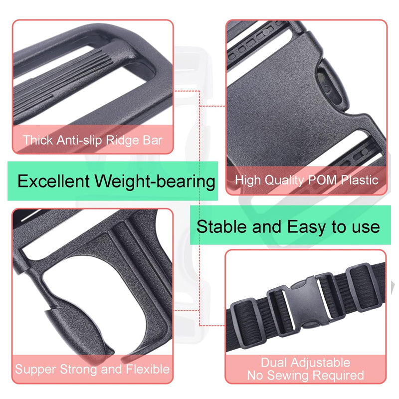 4 Plastic Buckles for Luggage Bag Strap Belt Backpack Travel Accessory