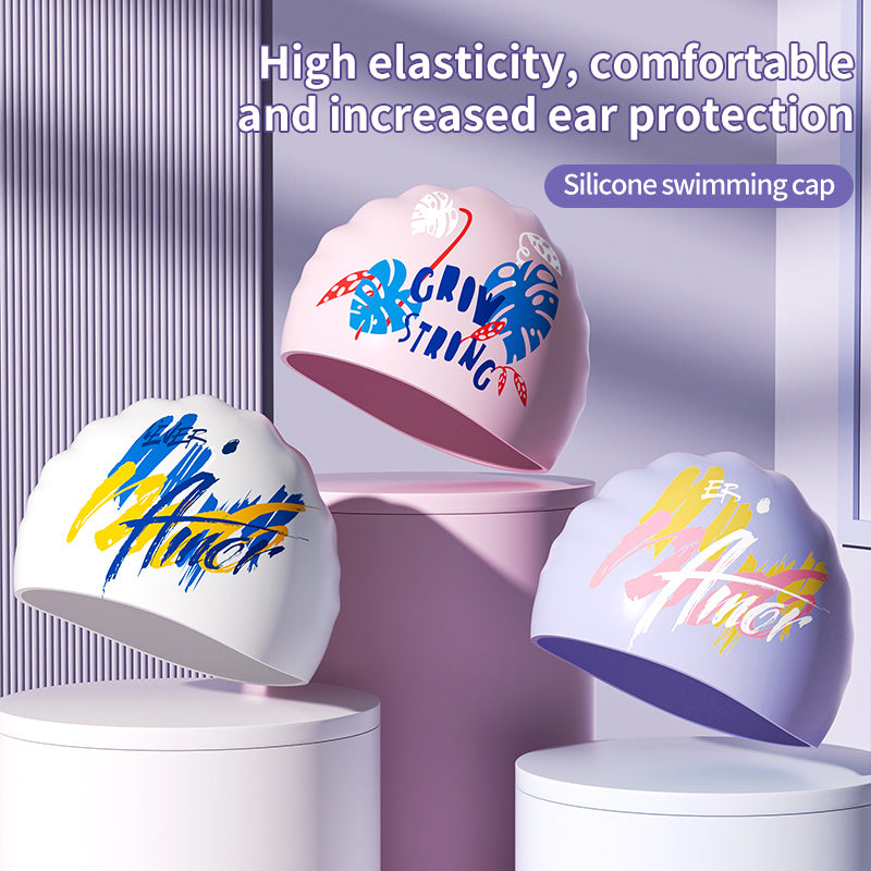 Waterproof Swim Hat with Ear Plugs Silicone Cap - Perfect for Training