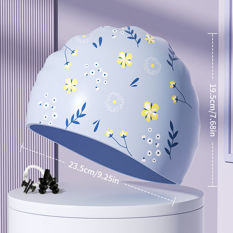 Waterproof Swim Hat with Ear Plugs Silicone Cap - Perfect for Training