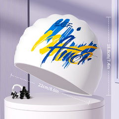 Waterproof Swim Hat with Ear Plugs Silicone Cap - Perfect for Training