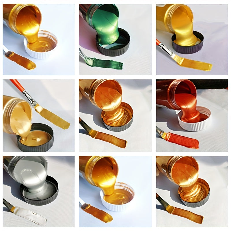 100ml Golden Metallic Acrylic Paint Waterproof Fade Proof