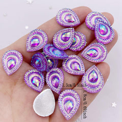 20pcs Resin 13mm 18mm Colorful Yellow Drop Peacock Eye Flatback Rhinestone