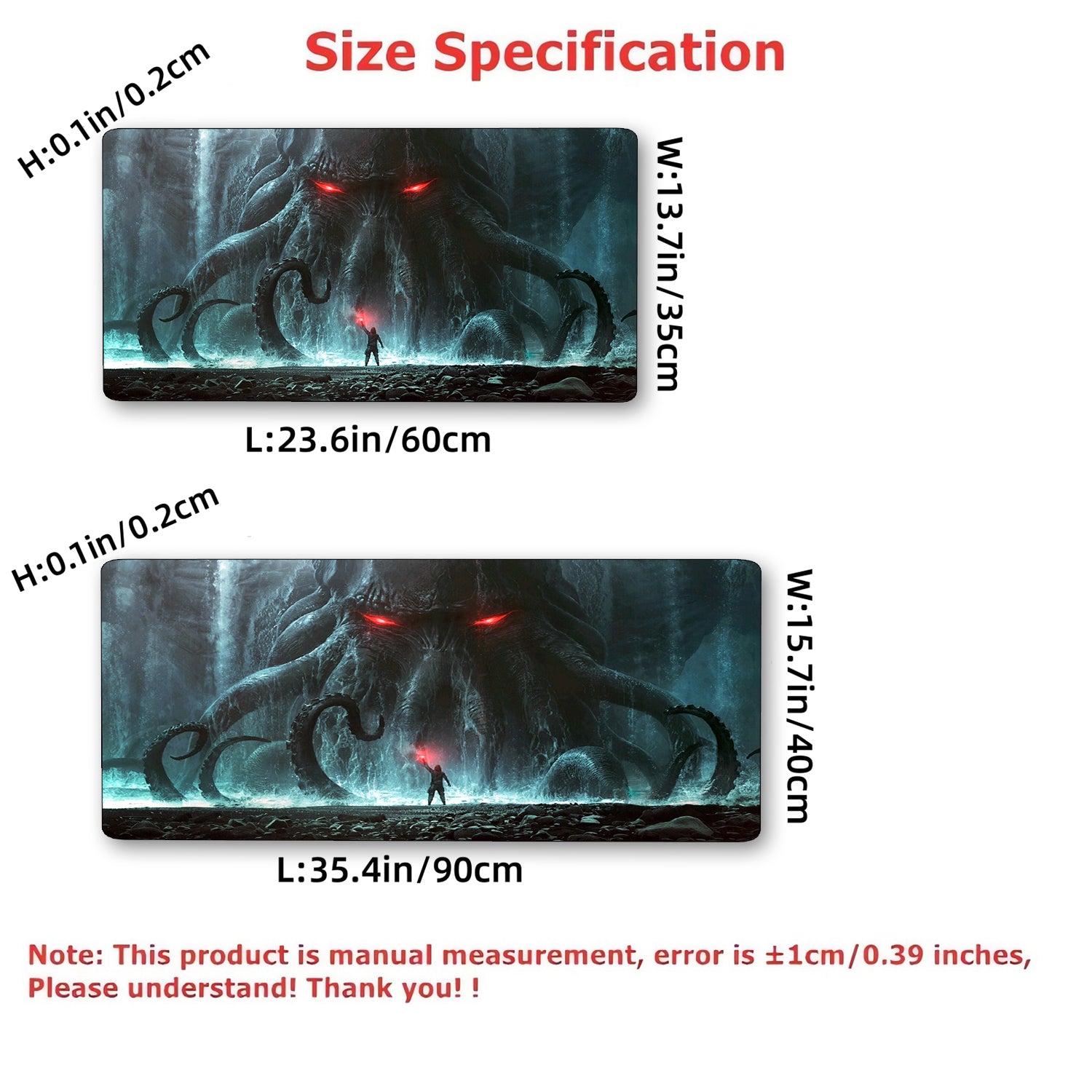 Fantasy Magic Sea Monster Mouse Pad Extended Large Computer Keyboard Pad