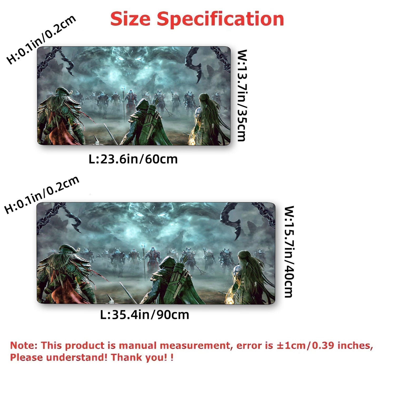 Fantasy Magic Sea Monster Mouse Pad Extended Large Computer Keyboard Pad