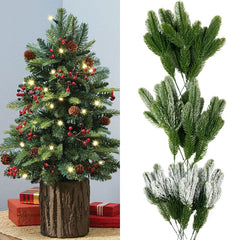10pcs Christmas Pine Branches Artificial Plants For DIY Tree Wreath Decor