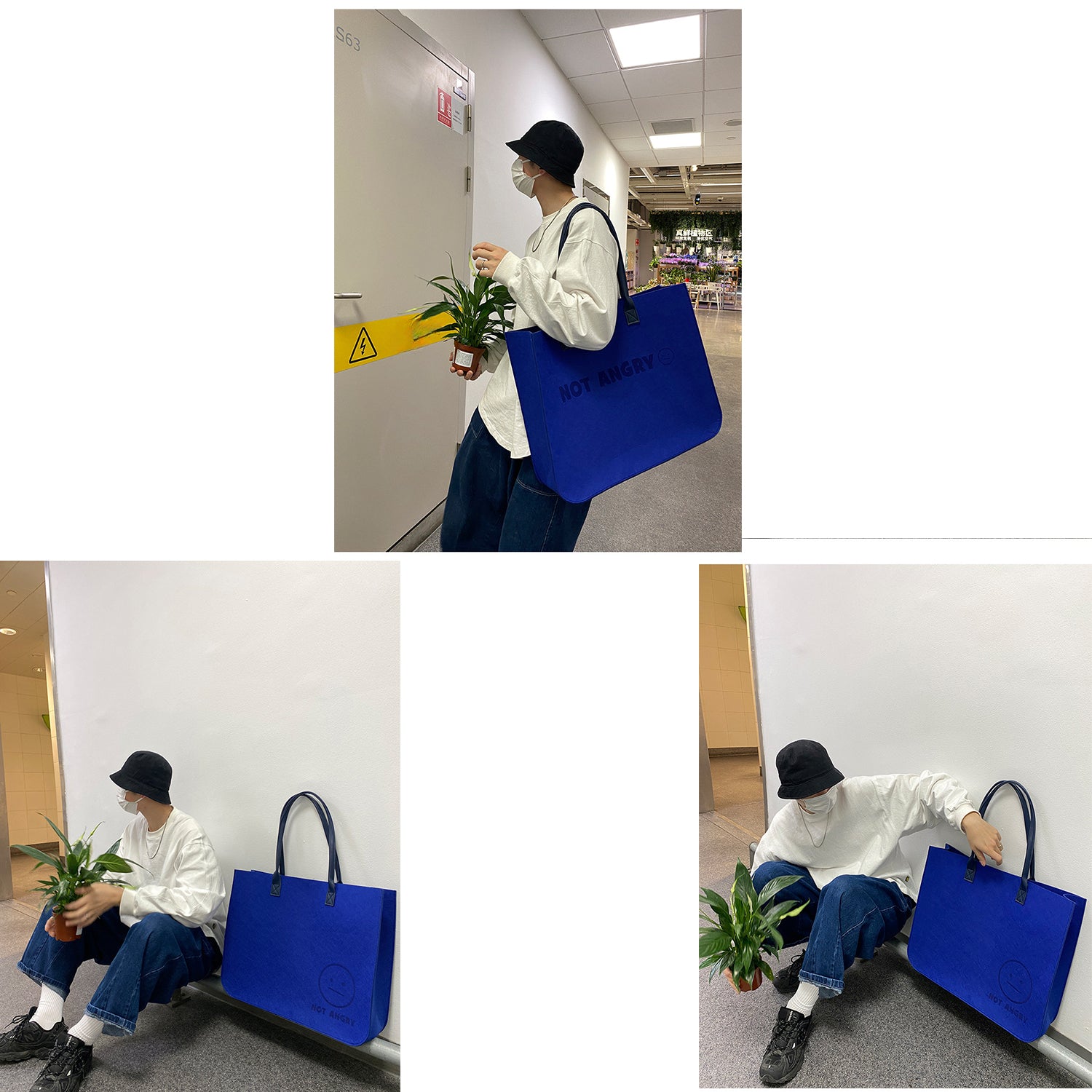 Stylish Klein Tote Bag Lightweight Reusable Grocery Shopping Bag