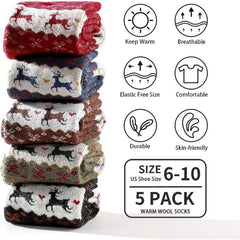Men's Wool Thick Knit Mid Calf Socks 5 Pairs
