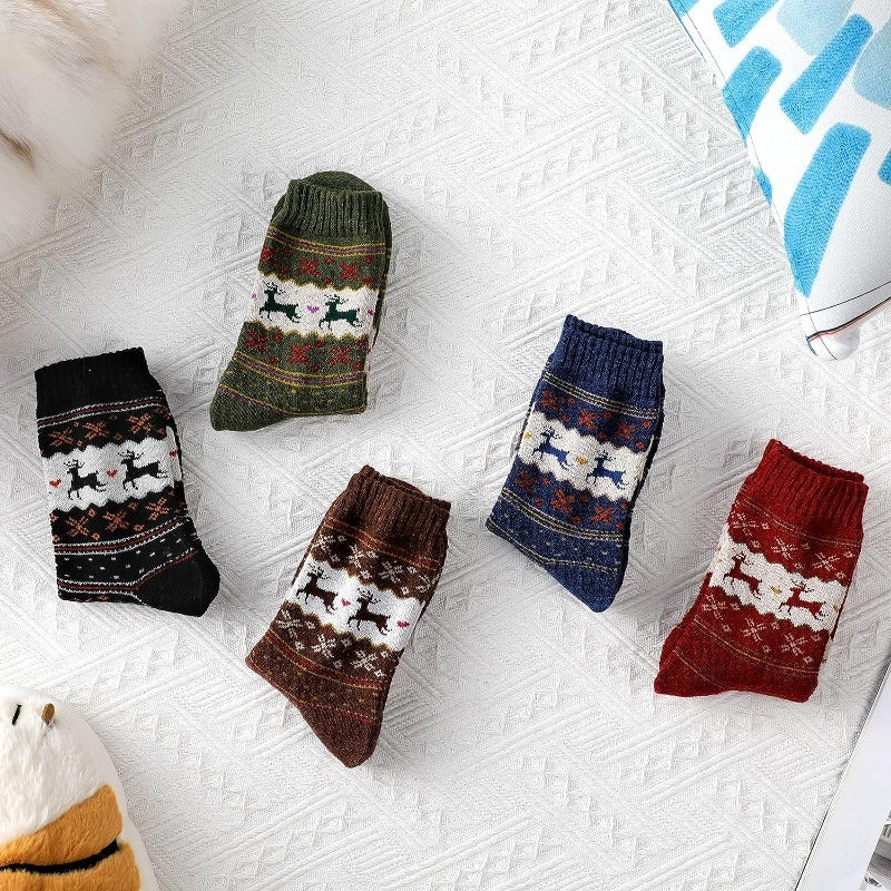 Men's Wool Thick Knit Mid Calf Socks 5 Pairs