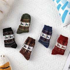 Men's Wool Thick Knit Mid Calf Socks 5 Pairs