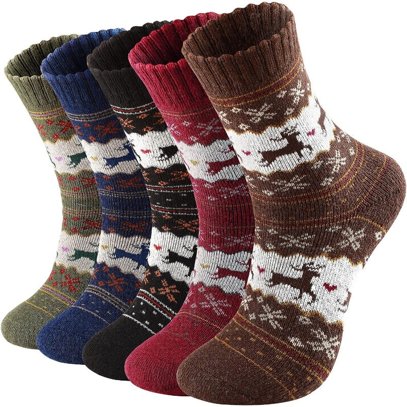 Men's Wool Thick Knit Mid Calf Socks 5 Pairs
