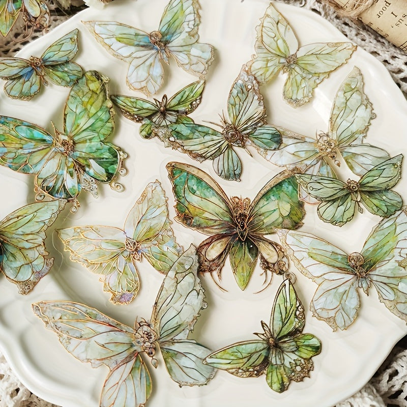 40pcs Crystal Laser Butterfly DIY Stickers for Planner