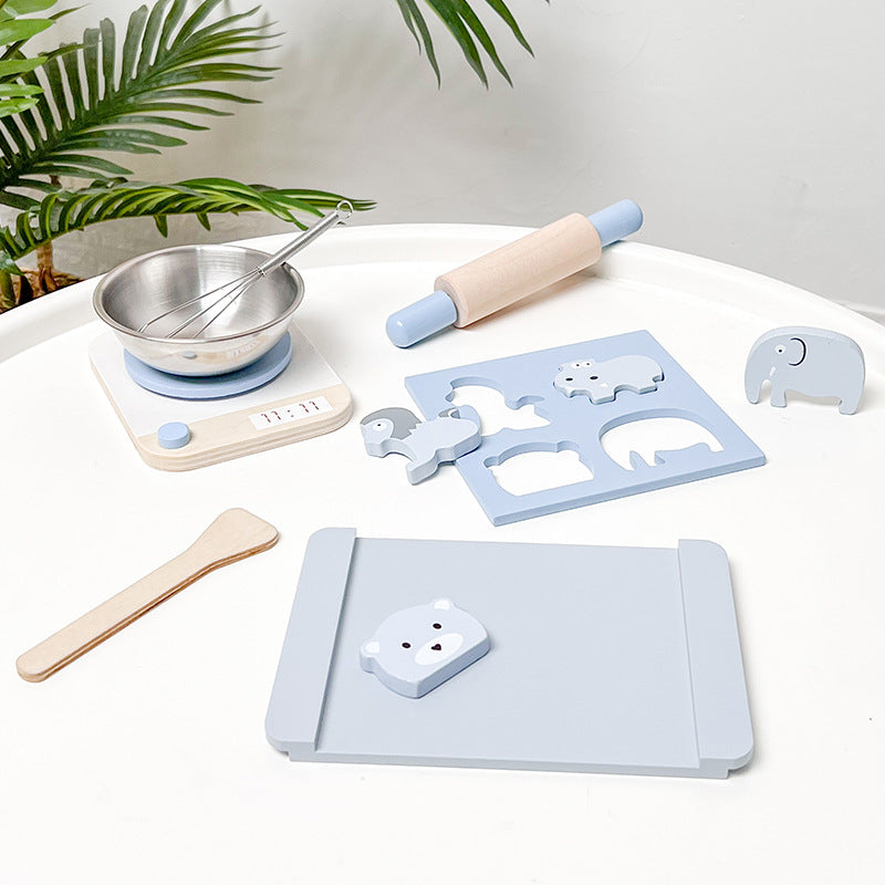 Wooden Children's Play House Kitchen Toy Set Cooking Rice Fried Vegetables