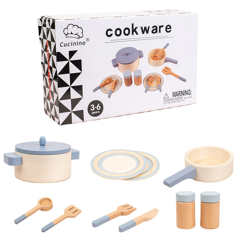 Wooden Children's Play House Kitchen Toy Set Cooking Rice Fried Vegetables
