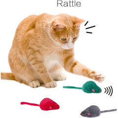 14pcs Fur Mice Rattle Cat Toys Rainbow Mice For Cats And Kittens