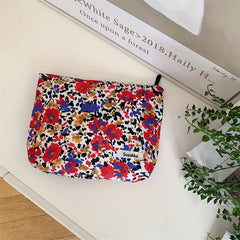 Floral Pattern Cosmetic Bag Clutch Makeup Pouch for Travel
