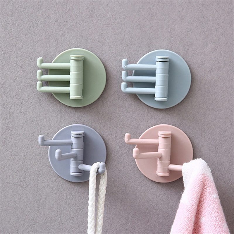 3pcs Rotating Hooks Seamless Adhesive Strong Bearing Stick Hook
