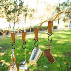 4pcs Outdoor Storage Leather Hook Tent Clothesline Hanging Buckle