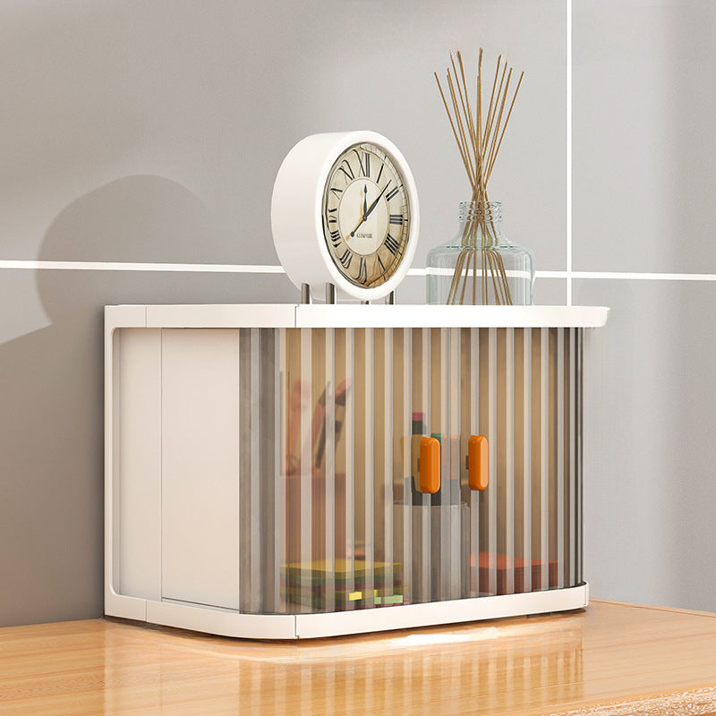 2pcs Foldable Plastic Storage Box Makeup Small Item Storage Box