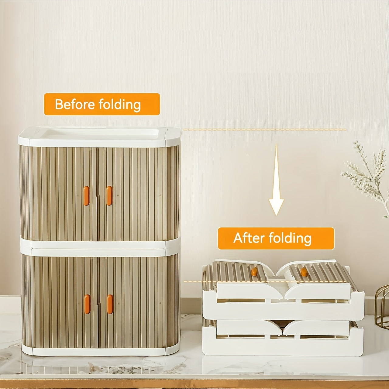 2pcs Foldable Plastic Storage Box Makeup Small Item Storage Box