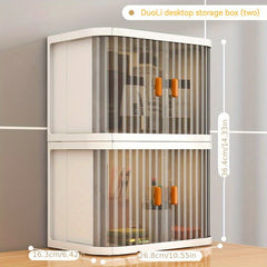 2pcs Foldable Plastic Storage Box Makeup Small Item Storage Box